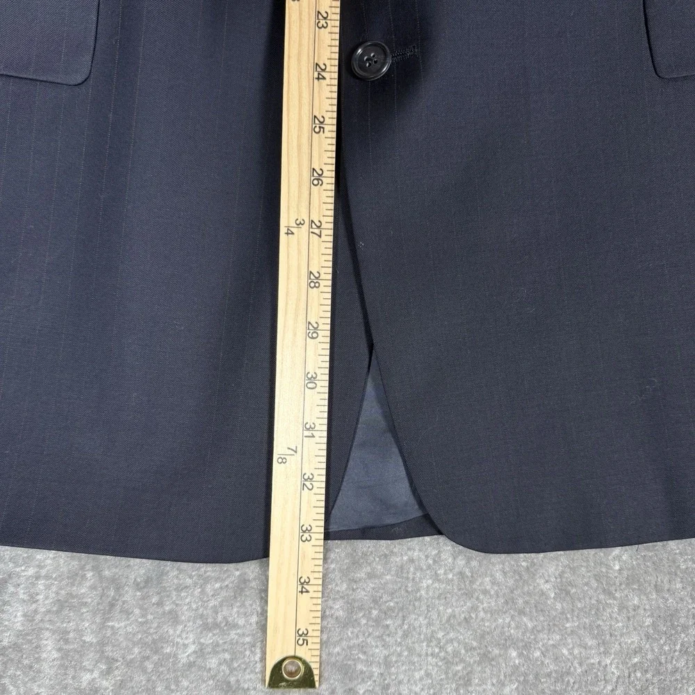 Vintage‎ Burberry Blazer Men's 48L Navy Blue Super 100s Wool Striped Jacket